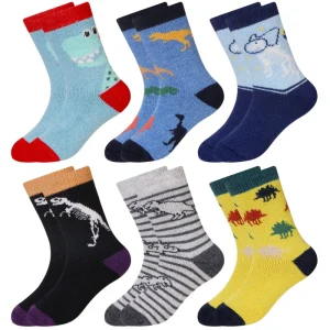 6 Pairs Childrens Winter Warm Knitted Wool Animal Crew Socks Kids Boys Girls (1-3T Dinosaur) Imported