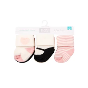 6PC NB Terry Socks With Non-Skid for Baby Girl
