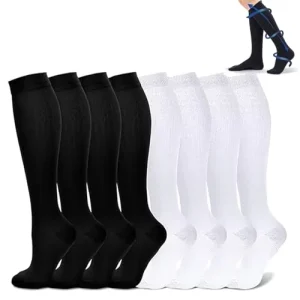 8 Pairs Women’s & Men’s Breathable Compression Socks Knee High Sports Travel Running 15 20 MmHg