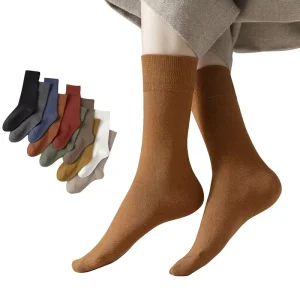 95% Cotton Mid-Calf Womens Socks Summer Solid Color Combed Single Needle Seamless Casual Antibacterial Deodorizing Pile Make