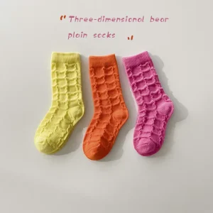 A-Class Cotton Toddler Slouch Sock Korean Style Kids Socks Manufacturer Factory OEM Custom 3D Bubble Grid Baby Socks