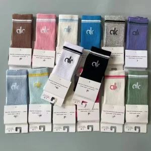 A10 Long Tube Casual Cotton Socks Sports Running Fitness Breathable Letter Print Yoga Sports Socks