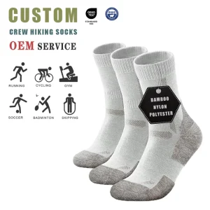 AR 027 Breathable Bamboo Crew Hiking Socks Cushioned Multi Sport Socks for Outdoor Activities