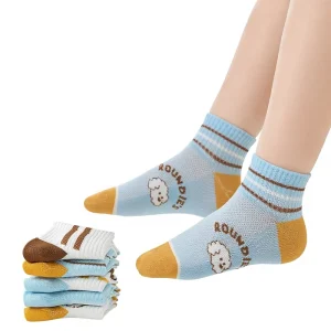Absorbent Terry Loop Inside Kids Cotton Socks Plush Cushion Crew Cozy Home Lounge Breathable Cartoon Pattern Thin Summer
