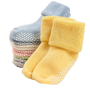 Adorable Cotton Baby Socks Good Quality with Non Slip Rubber Soles Breathable Feature for Winter