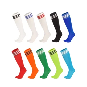 Adult High Top Football Socks for Spring Summer Cross Border Sports Breathable Sweat Absorbent Stockings Three Pole Crew