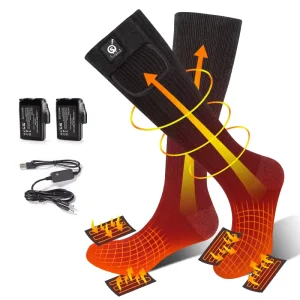 Adult Outdoor Waterproof Touchscreen 3 Level Temperature Controller Warm Electric Battery Heated Ski Socks