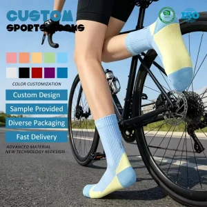 All Seasons Mid Tube Fashion High Elasticity Reflective Nylon Quick Dry Breathable Medias Chaussettes Women Road Cycling Socks