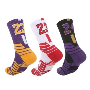All stars Players Athlete Numbers Jacquard Basketball Socks Team Professional Sports Crew Socks for Men