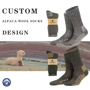 Alpaca Wool Hunting Crew Socks for Men Women Cushioned Terry Thermal