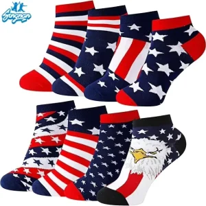 American Flag Socks for Men Women Funny Patriotic Socks Red White Blue Crazy Novelty USA Stars Striped Independence Day Gifts