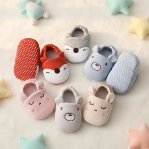 Animal Pattern Newborn Baby Toddler Cotton Sock Shoes Slip-On Soft Sole Non-slip Winter Warm First Walker
