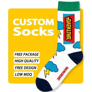 Anti-Bacterial Breathable Cotton Blend Digital Printing Knitted Crew Socks for Children Youth Adults All-Season ODM