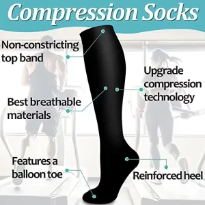 Anti Bacterial Sublimation Graduated Compression Socks 15 20mmHg Crew High Breathable with Custom Logo for Running Travel