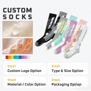 Anti Blister Thick Knee High Wool Ski Socks with Low Friction Yarn Heel Grip Eco Friendly for All Day Skiing Comfort