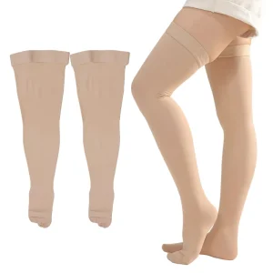 Anti Embolism Thermal Circle Knitted Solid Nylon Thigh High T.E.D 15 20mmHg Hospital Socks Post Surgery Compression