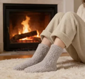 Anti Pilling Fleece Thermal Insulated Socks Mens Winter Cozy Crew Casual Logo