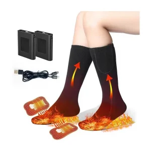 Anti Slip Breathable Thermal Battery Heated Men’s Sports Socks Winter Warm Charging Heated Women’s Socks Crew Cuff