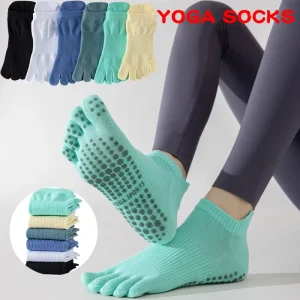 Anti Slip Cotton 5 Toe Crew Yoga Ankle Compression Socks Knitted Anti Bacterial Women Spring Barre Custom LOGO