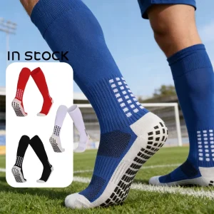 Anti Slip Grip Knee High Soccer Socks in Stock Grippy Cotton Socks Sports Men Football Socks