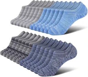 Anti-Slip Silicone No Show Ankle Socks Women and Men’s Daily Sports Invisi Socks with Colorful Twist Design