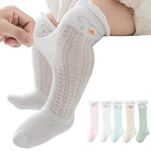 Anti mosquito Thin Knitted Breathable Summer Baby Socks Elastic Lace Cartoon Design Children’s Class A