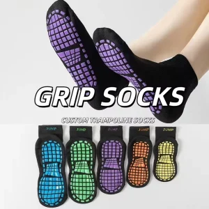 Anti slip Fashion Design Socks Sport Jump Socks Playground Anti Slip Grip Socks Red Non Slip Trampoline Park Socks