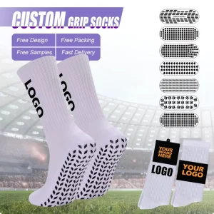Anti-slip Football Grip Socks Custom Logo Crew Sports Grip Socks Non Slip Soccer Silicone Bottom Football Socks