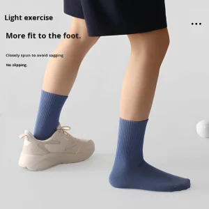 Antibacterial High Quality Spandex Cotton Casual Socks Sweat Absorbent Odor Resistant Autumn Black Men’s Crew Bagged