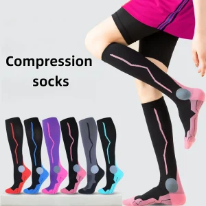 Athletic Compression Socks Knee High for Football Skiing Running Relieve Leg Fatigue Breathable Sports Socks for Men Women