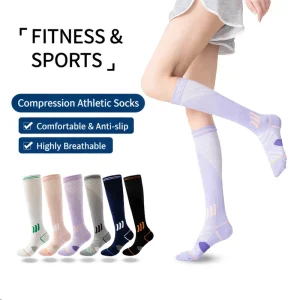 Athletic Compression Socks Nylon Knee High Gym Fitness Running Sports Compression Socks Women