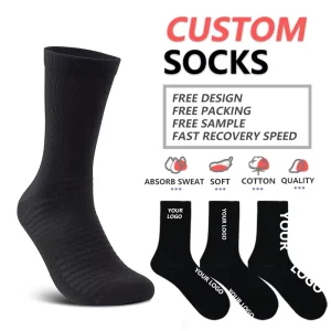 Athletic Crew Socks for Men Thick Sport Cushioned Ankle Running Custom Socks Design