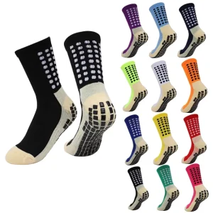 Athletic Custom Logo Non Slip Terry Crew Socks Anti Slip Pads for Youth Soccer & Football Sports