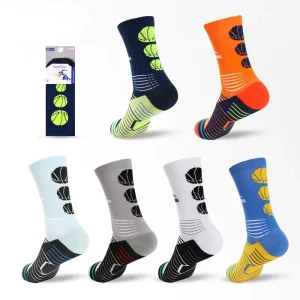 Athletic Gym Crew Sock for Men Breathable Cotton Compression Sport Sox Basketball Socks