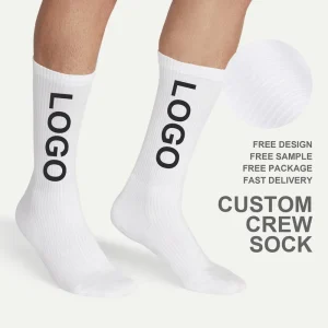Athletic Logo Crew Men Cotton Socks Unisex Gym Sports Print Breathable Design Socks Brand Print Custom Socks