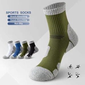 Athletic Non Slip Sweat Absorbing Thickened Towel Bottom Sports Socks for Cycling Running Basketball Hiking Wicking
