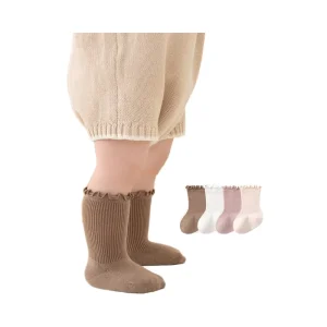 Autumn Baby Socks Class A Breathable 100% Cotton Boneless Loosen Newborns Ear edged Girls’ Mid tube Socks