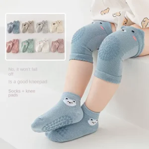 Autumn Children’s Cartoon Eco-Friendly Breathable Anti-Bacterial Non-Slip Knitted Crew Toddler Crawling Socks Set