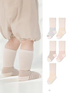 Autumn Cotton Baby Socks Seamless Striped Patchwork Children’s Mid-calf Breathable Toddler Socks