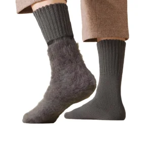 Autumn Customizable Crew Cuff Wool Socks Men Women Standard Thickness Warm Breathable Sweat Absorbent Solid Color Loose Cozy