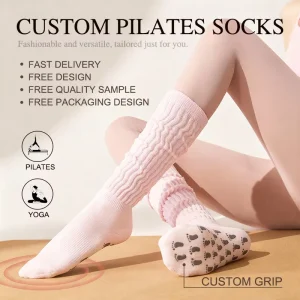 Autumn Indoor Sports Anti-slip Yoga Socks Custom Logo Grips Slouch Pilates Scrunch Socks Women