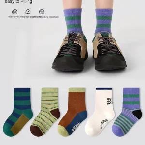 Autumn New Baby Short Cotton Crew Socks Children’s Trendy Boneless Color Matching Sports Style Boys Socks