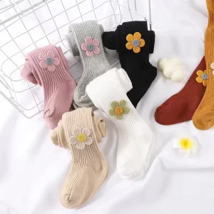 Autumn New Children’s Pantyhose Korean Style Mosquito proof Floral Vertical Stripes Baby Girls’ Leggings