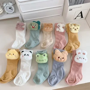 Autumn New Fashion 3D Cute Cartoon Animals Doll Newborn Socks Cozy Cotton Anti Slip Mesh Breathable Baby Socks