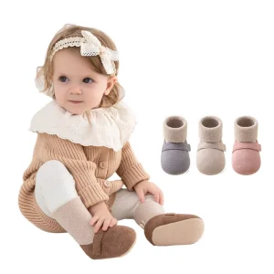 Autumn Winter Baby Shoes Toddler Shoes Non slip Soft Bottom Waterproof Socks Indoor Newborn Cotton Shoes Cartoon Coral Fleece