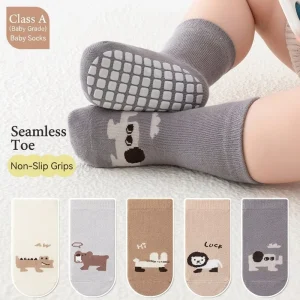 Autumn Winter Casual Thick Warm Baby Terry Loop Cotton Crew Socks Cute Cartoon Animal Jacquard Floor Breathable Waffle Sole
