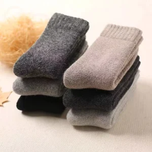 Autumn Winter Casual Warm Thick Wool Socks Terry Cashmere Lining Anti Bacterial Solid Color Crew High Body Logo One Size Fits