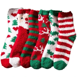Autumn Winter Christmas Thickened Coral Fleece Terry Socks Breathable Crew High Casual Socks for Men and Women Floor