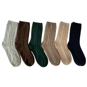 Autumn Winter Crew Sock High Quality Thick Breathable Knitted Women Socks Thermal Design Logo Wool Custom