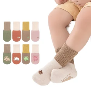 Autumn Winter Cute Boneless Loose Baby Mid Tube Non Slip Floor Socks Cartoon Jacquard 100% Cotton Men’s Women’s Children’s Girls